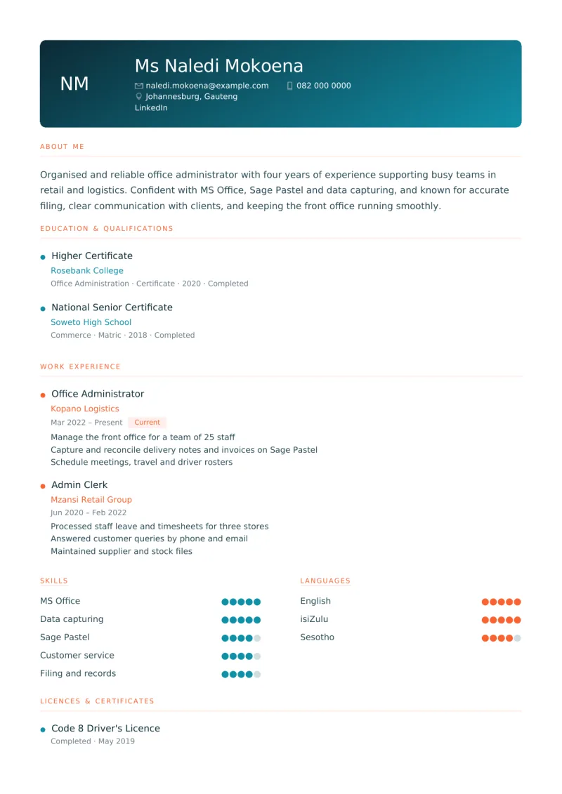 Creative CV Template example
